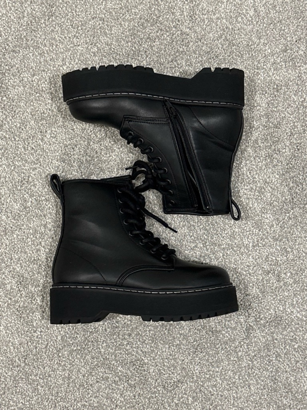Steve Madden Black Platform Lace-Up Combat Boots